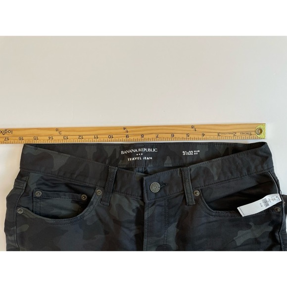 NEW Banana Republic Travel Jean Mens 31x32(31"L) Gray Camo Straight Slim Fit - Picture 7 of 9
